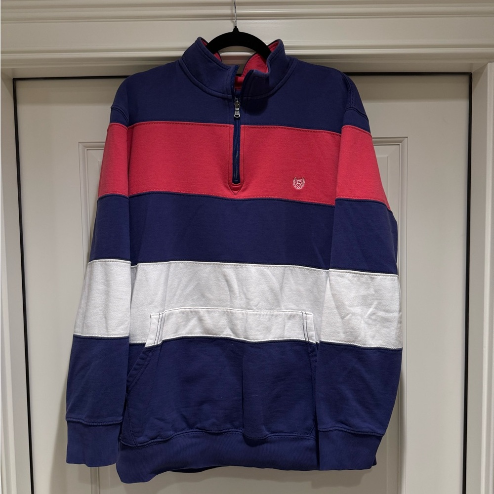 Men's Chaps Classic-Fit Striped Fleece Quarter-Zip Pullover size XL TALL